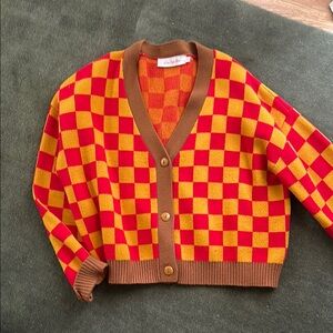 Lisa Says Gah Andretti Checkered Cardigan